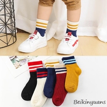 Children's spring, autumn and winter, two bars, striped children's socks, comfortable cotton, cartoon children's socks 2024 - buy cheap