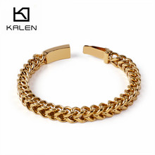 Kalen Men 22CM Long Link Chain Bracelets 4 Colors Stainless Steel Vintage Wristband Bracelets For Men Metal Jewelry Accessory 2024 - buy cheap