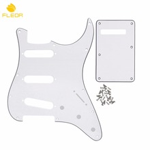 FLEOR 11 Holes Electric Guitar Pickguard SSS ST Back Plate Tremolo Cavity Cover White 3Ply Screws 2024 - buy cheap