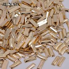 JUNAO 7x21 мм Пришивные Золотые кристаллы прямоугольные Стразы пришивные Акриловые Кристаллы Аппликация золотые плоские камни для одежды ремесла 2024 - купить недорого