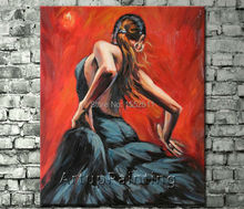 Bailaora-pintura al óleo de Flamenco para mujer latina, pintura al óleo sobre lienzo de alta calidad, pintada a mano, pintura latina 11 2024 - compra barato