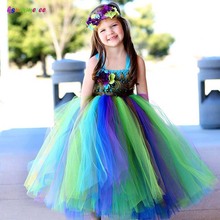 Ksummeree-vestido con tutú de pavo real para niñas, traje de fiesta de cumpleaños, boda, baile de desfile, vestidos de flores 2024 - compra barato