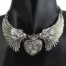 Women\'s Fashion Rhinestone Heart Angel Wings Statement Necklace Jewelry Gift 2024 - buy cheap