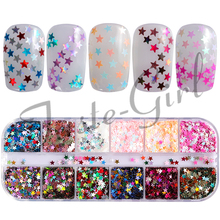 12 Grids/set Multi-color Nail Sequins Glitter Mixed Lucky star Flakies Paillette  Nail Art Decoration Manicure supplies tools 2024 - buy cheap