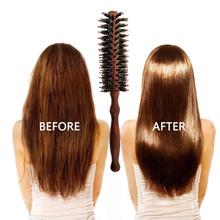 1PCS Natural Wood Boar Bristle Roll Brush Round Wavy Curly Brush Salon  Round Hairdressing Hairbrush 2024 - buy cheap