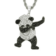 Color oro de diamantes de imitación de lujo Hip Hop Animal que baila dije de Panda helado Rock collares de Hip Hop para hombres joyería regalos # SS30 2024 - compra barato