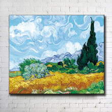 impression Van green cypress sky scenery canvas printings oil painting printed on canvas wall art decoration picture no frame 2024 - buy cheap