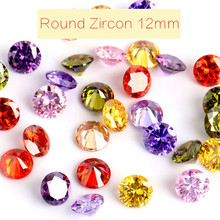 20pcs/lot 12mm Round Cut Loose Colorful Zircon Pointed Bottom Rhinestones Artificial Gemstone Decoration High Quality 2024 - buy cheap