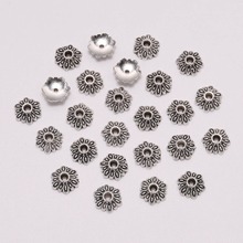 50pcs/Lot 8mm 12 Petals Tibetan Antique Flower Bead End Caps Receptacle Hollow Out Flower Torus DIY Spaced Apart Jewelry 2024 - buy cheap