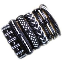 Handmade classic Wholesale 6pcs/lot ethnic tribal genuine adjustable leather bracelet pulseiras feminina de corda  -S44 2024 - buy cheap