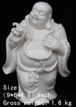 Estatua de porcelana blanca dehua de 9 pulgadas, estatua de porcelana blanca, sonrisa feliz, Buda sonriente 2024 - compra barato
