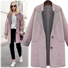 New 2020 Winter Woolen Women Coat Casual Turn-down Collar  Slim Single Button Long Sections Wool Outerwear casaco feminino 2024 - buy cheap
