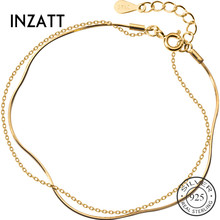 INZATT-pulsera minimalista de Plata de Ley 925 auténtica para mujer, brazalete clásico de doble cadena, joyería fina, accesorios para fiesta, 2019 2024 - compra barato