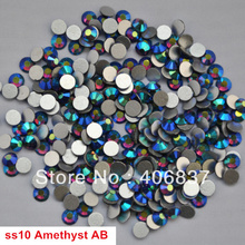 Free Shipping! 1440pcs/Lot, ss10 (2.7-2.9mm) Amethyst AB Flat Back Nail Art Glue On Non Hotfix Rhinestones 2024 - buy cheap