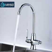 Everso  Double Holes Flexible Kitchen Faucet Mixers Sink Tap Wall Kitchen Faucet Hot and Cold Water Kitchen Tap 2024 - buy cheap