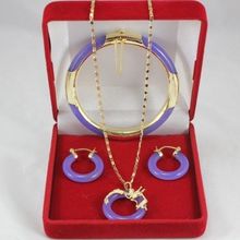 Free shipping@@@@@ Natural stone purple bracelet pendant earring 2024 - buy cheap