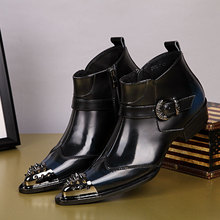 Bota masculina/черные военные ботинки из натуральной кожи с шипами; Рабочая обувь с заклепками и пряжкой на ремешке; Мужская обувь; сезон осень-зима 2024 - купить недорого
