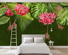 Beibehang Custom wallpaper modern minimalist tropical plant leaf flower TV background wall room bedside living room 3d wallpaper 2024 - buy cheap