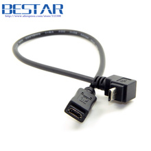 (100 шт./лот) удлинительный кабель Micro USB 2,0 5Pin Male to Female, угол 90 градусов, для планшета 20 см 2024 - купить недорого
