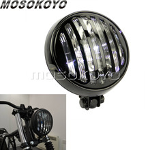 Black Prison Grill Motorcycle Vintage Headlight 5.75" Grille Guard Headlamp for Harley Chopper Bobber Cafe Racer 2024 - buy cheap