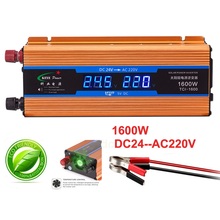 Inversor de corriente de 1600W para coche, convertidor de voltaje para automóvil con pantalla de carga USB de 24V de CC a 220V de CA 2024 - compra barato