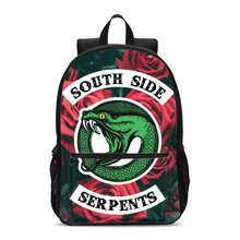 Riverdale lado sul serpentes jughead escola mochila crianças feminino ombro engraçado pacote bagpack adolescente mujer bolsa escolar 2024 - compre barato
