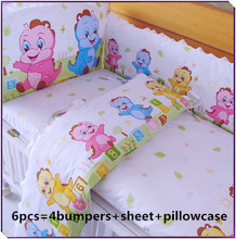 Promotion! 6PCS Baby Nursery Bedding Sets,cobertores de cama,Baby Crib Bedding Set,include(bumper+sheet+pillow cover) 2024 - buy cheap