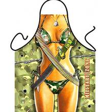 Новый Забавный женский солдатский фартук с принтом, сексуальный кухонный домашний фартук для барбекю 2024 - купить недорого