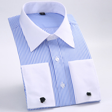 Мужская классическая рубашка с запонками, формальная рубашка с длинным рукавом, Классическая рубашка для мужчин 2024 - купить недорого