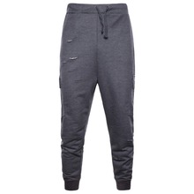 HOT 2021 Outdoor autumn winter Sport jogging running Cut hole hip hop elastic loose harem track pants men side pocket trousers 2024 - buy cheap