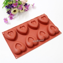 Newest 8 cavities heart in heart shape silicone cake moulds chocolate pops biscuit bakery DIY ice cube soap pastry mold supplies 2024 - buy cheap