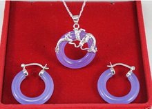 Miss .451 Jewelry purple  Plated  Dragon Pendant Earring Set 2024 - buy cheap