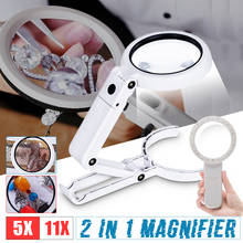 5X 11X Magnifying Glass With 8 LED Lights for Newspaper Lupa Loupe Magnifier Reading Portable Handheld Folding Lamp Illuminated 2024 - buy cheap