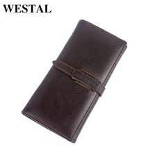 WESTAL Top Genuine Cowhide Leather Men Wallets Men Long Wallet Coin Purse Male Clutch Vintage Standard Wallet Card Holder 6008 2024 - buy cheap