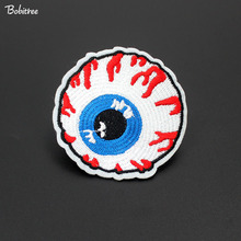 Grandes olhos vermelhos globo ocular 6.8*6.8cm roupas remendo emblemas ferro no bordado do punk para roupas adesivos acessórios de vestuário 2024 - compre barato