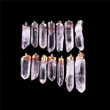 12 piezas Piedra Natural cristal blanco encanto claro cuarzo Reiki meditación colgantes sanación péndulo para collar joyería que hace gratis 2024 - compra barato