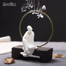 Quemador de incienso de cerámica con Base de madera, soporte de incienso budista Zen, con anillo de hierro, con reflujo 2024 - compra barato