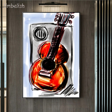 Desvie 1 peças abstrata aquarela guitarra instrumentos musicais posters de parede para bar decoração casa sala estar pinturas em tela hd 2024 - compre barato