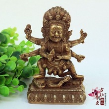 Old Chinese brass hand-carved Six arms God Mahakala Buddhism statue 2024 - buy cheap