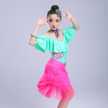 tassel ballroom dancing dresses skirt kids fringe children professional latin dance dress for girls salsa cha cha samba tango 2024 - buy cheap