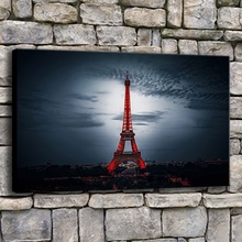 Холст печатных фотографии Wall Art цельнокроеное платье с оригинальными рисунками "Парижская башня городской ночное небо живопись для пейзажный плакат для гостиной домашний декор 2024 - купить недорого