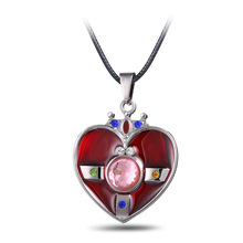 24 Pcs/Lot Online anime Moon Heart With Rhinestone Rope Chain Jewelry Pendant Moon Necklace Jewelry Bulk Wholesale 2024 - buy cheap