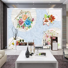 Decorative wallpaper Modern simple style flowers and marble background wall painting 2024 - buy cheap