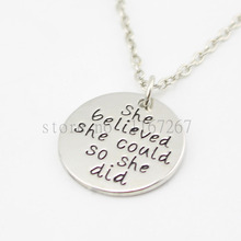 2016 Inspirational Jewelry"She believed she could so she did" Necklace Daughter Sister Friend Graduation Mother's Day Gift 2024 - buy cheap