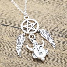 Pentagram Necklace Pendant Surrounding the evil forces Supernatural Dean Amulet Necklace Angel Wings Pendant Long Chain Necklace 2024 - buy cheap