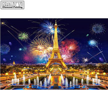 Diamante completo 5d diy pintura diamante "fogos de artifício & torre eiffel" bordado ponto cruz strass mosaico decoração para casa gxy25 2024 - compre barato