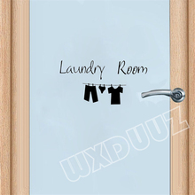 Laundry Room Quote With Cloth Vinyl Door Sticker Cute Home Decoration Accessories Wall Sticker Vinyl Art Decor F87 2024 - buy cheap