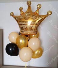 11 шт./лот, большие размеры, золотые шары из фольги с короной с 10 ''кожей, золотые гелиевые шары из латекса, декор для свадьбы, дня рождения, вечеринки 2024 - купить недорого