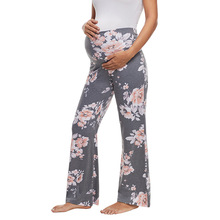 Удобные широкие штаны для беременных с высокой талией, прямые штаны для беременных, Стрейчевые детские штаны для кормления с цветочным принтом 2024 - купить недорого