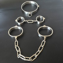 3pcs/set stainless steel handcuffs for sex+neck collar+legcuffs bdsm bondage restraints set bdsm toys adult sex toys for couples 2024 - buy cheap